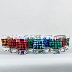 Shotglas med ternet mnster (st a' 12 stk) 