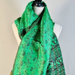 Silketrklde - mrkegrn/gyldne farver