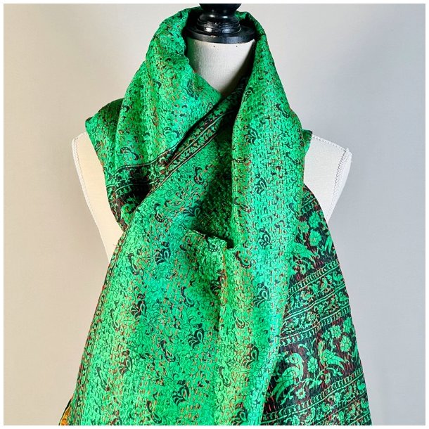 Silketrklde - mrkegrn/gyldne farver