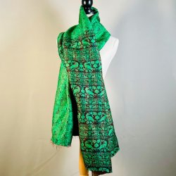 Silketrklde - mrkegrn/gyldne farver