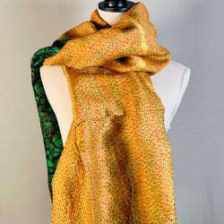 Silketrklde - mrkegrn/gyldne farver