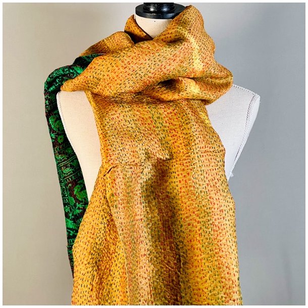 Silketrklde - mrkegrn/gyldne farver