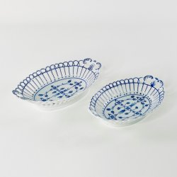 Porcel�nssk�le (2 stk samlet) - tysk musselmalet med blondekant 