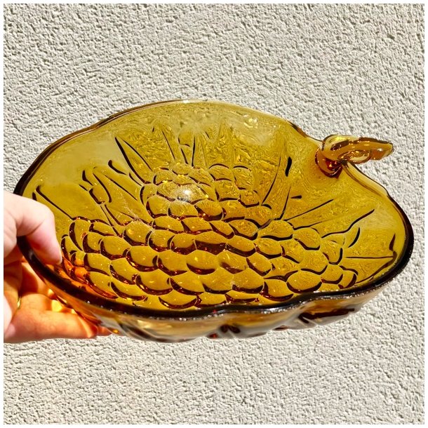 Stor glasskl - drue, ravfarvet 