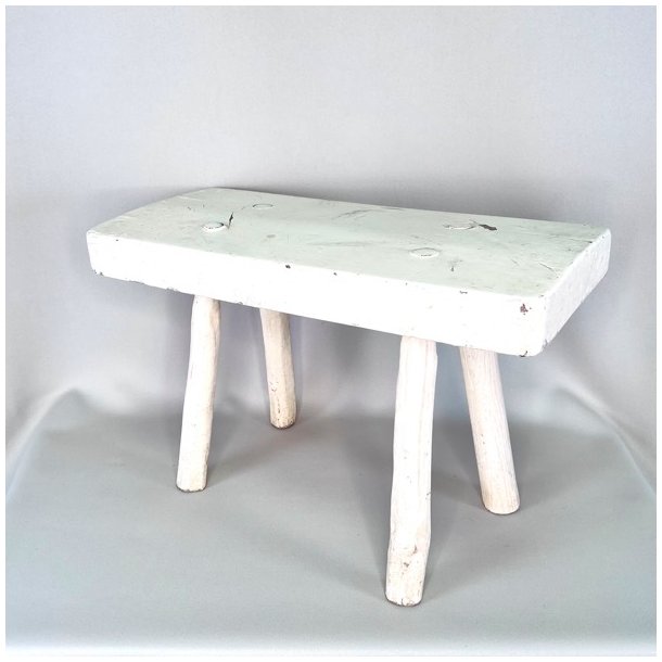 Skammel - rustik, hvid