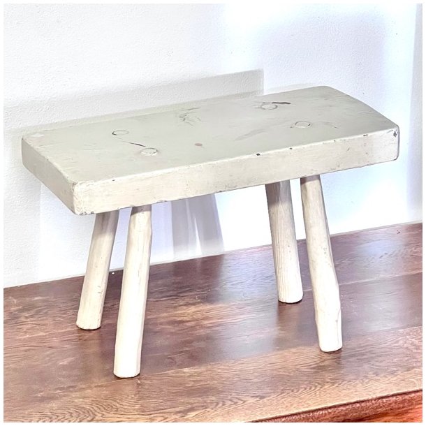 Skammel - rustik, hvid