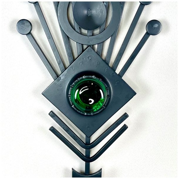 Dantoft vgdekoration - smedejern med grnt glas