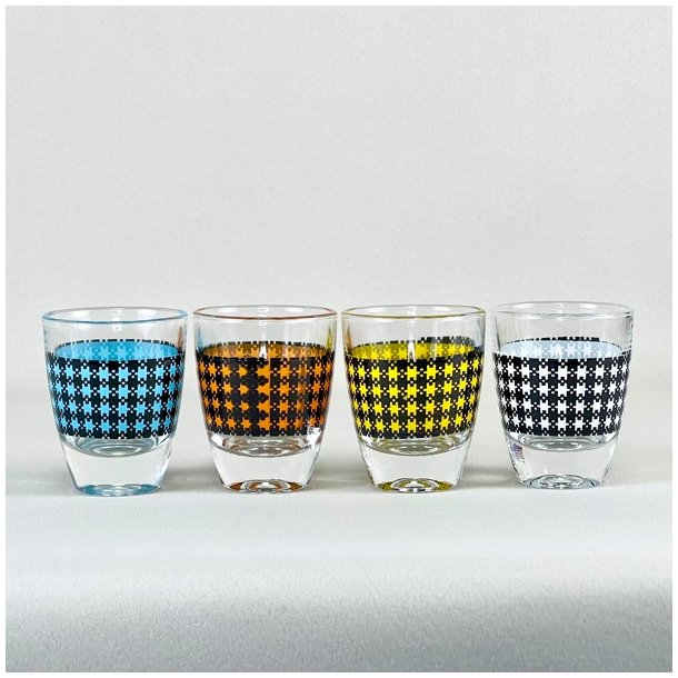 Shotglas med ternet mnster (st a' 12 stk) 