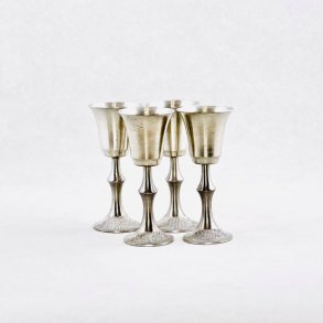 Snapseglas i tin - rillet fod