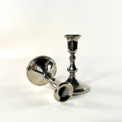 Lysestagepar - s�lvplet, H14 cm