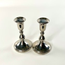 Lysestagepar - s�lvplet, H14 cm