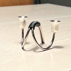 Retro lysestage - C.F. Christiansen, slv med vikling (dobbelt) 