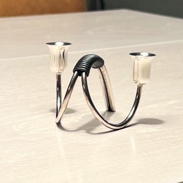 Retro lysestage - C.F. Christiansen, slv med vikling (dobbelt) 