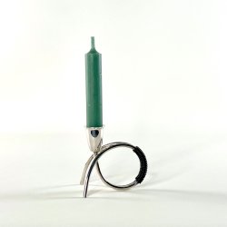 Lysestage kronelys - C.F. Christiansen, s�lv med vikling (enkelt, buk) 