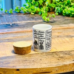 Krydderikrukker - hvid med opskrift