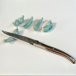 Knivsttte (st a' 5 stk) - turkis, keramik 