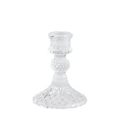 Lysestage m/diamantudskring - klart glas