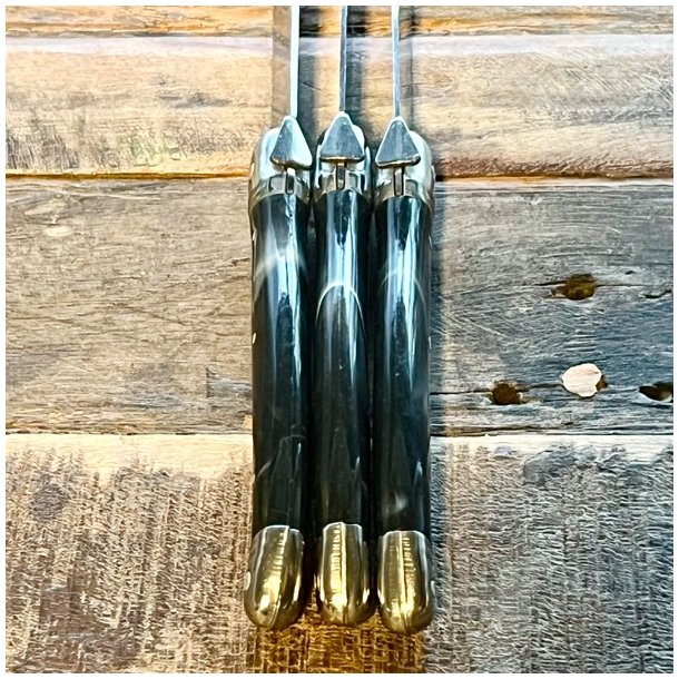 Franske steakknive - Laguiole, sort/gr meleret 