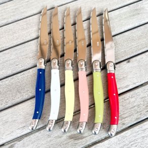 Franske steakknive  (st a' 6 stk) - INOX, i fine farver
