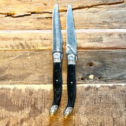 Franske steakknive - Laguiole, sort/gr meleret 