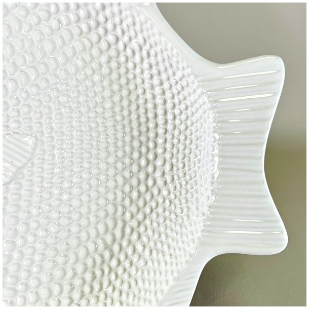 Fiskefad - stort, hvid porceln 
