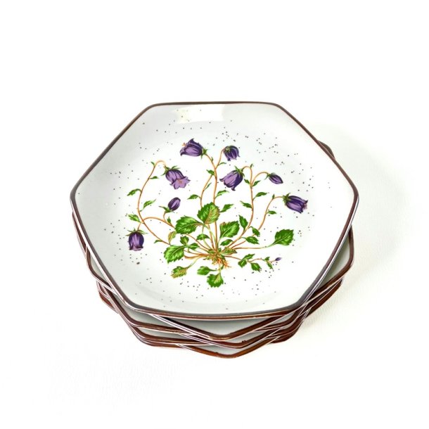 Kage- frokosttallerken (7 stk samlet) - vild blomst p� stent�j