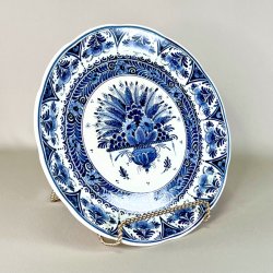 Porcelnsfad - Hollandsk Delft platte, bl
