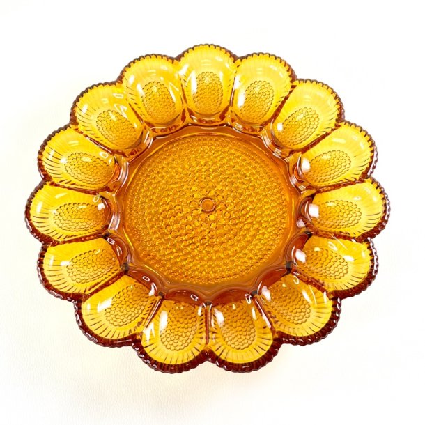 �ggefad - Vintage, Indiana Glass Hobnail, ravfarvet til 15 �g 