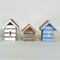 Miniature strandhuse i tr (st a' 3 stk)