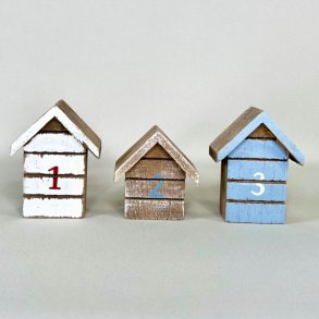 Miniature strandhuse i tr (st a' 3 stk)