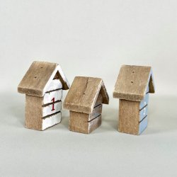 Miniature strandhuse i tr (st a' 3 stk)
