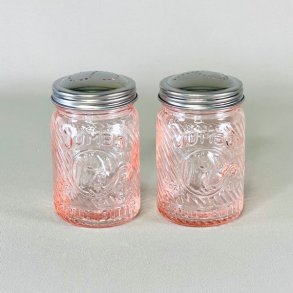 Salt & peber sæt - lyserødt glas