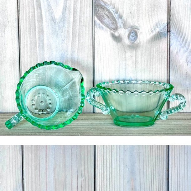 Sukker og flde st - grnt glas