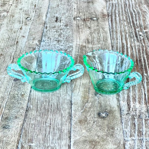 Sukker og flde st - grnt glas