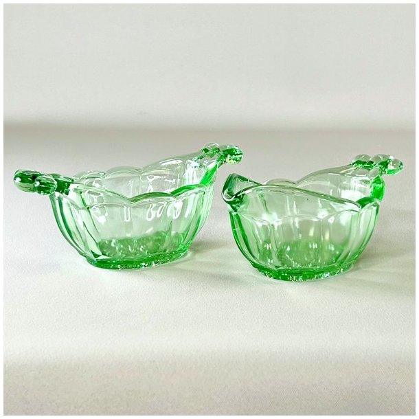 Sukker og flde st - grnt glas 