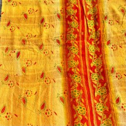 Sari Kantha vintage tppe - gyldne farver (140x200)