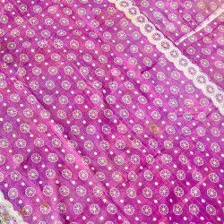 Sari Kantha vintage tppe - lyserd/rosa (140x200)