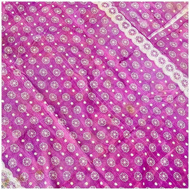 Sari Kantha vintage tppe - lyserd/rosa (140x200)