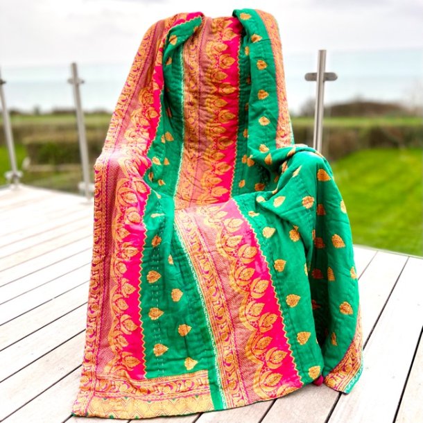Vintage sari quilt (140x200) - gr�n multicolor