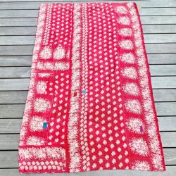 Sari Kantha vintage tppe - rd/sort/gul (140x200)