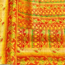 Sari Kantha vintage tppe - gyldne farver (140x200)