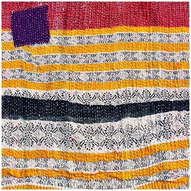 Sari Kantha vintage tppe - rd/sort/gul (140x200)