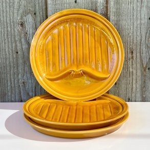 Fransk fonduetallerken - sennepsgul, to-delt, Gien 