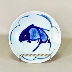 Tallerken - dyb, kinesisk m/bl fisk