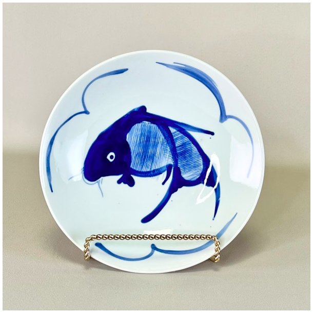 Tallerken - dyb, kinesisk m/bl fisk