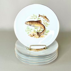 Fisketallerken m/guldkant og fisk - Schwarzenhammer