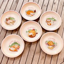 Ostetallerken (st a' 6 stk) - fransk m/rd og gul kant 