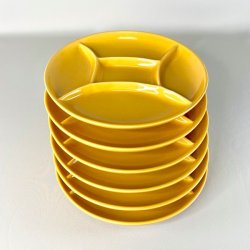 Fonduetallerken - opdelt, gul 