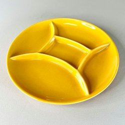 Fonduetallerken - opdelt, gul 