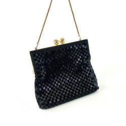 Clutch taske - sorte perler